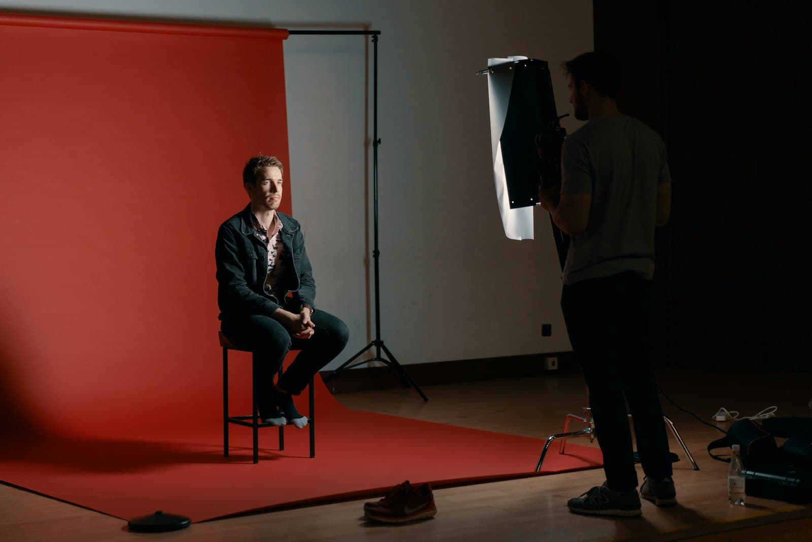 A portrait sitting with professional studio lighting